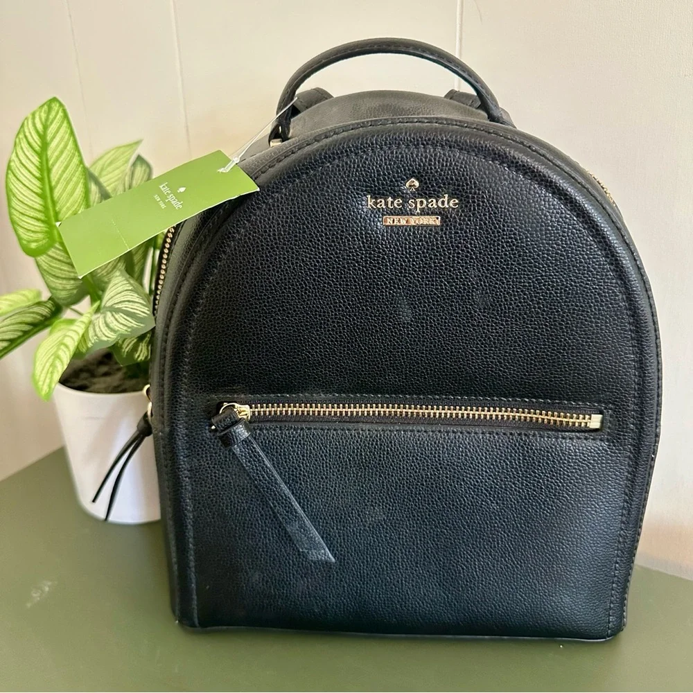 NWT New Kate Spade Black Leather Backpack